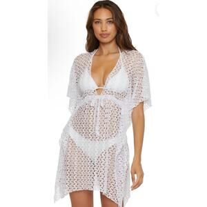 Becca Tunic Swim Cover Up Womens Size M/L White Lace Swimwear Dolman Sleeve NWT
